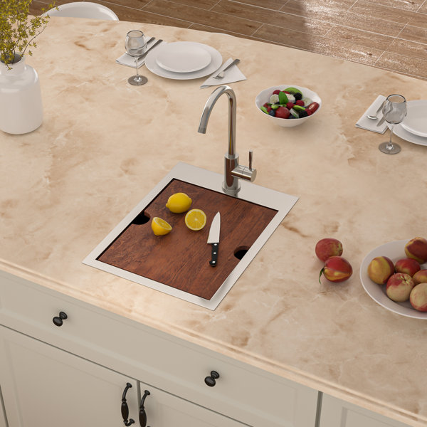 Lordear 15" L x 20" W Inch Drop-in Workstation Bar Sink 16 Gauge ...